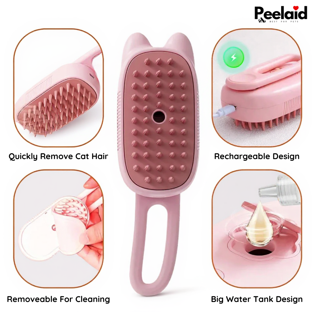Steam Pet Grooming Brush – Hair Removal Tool