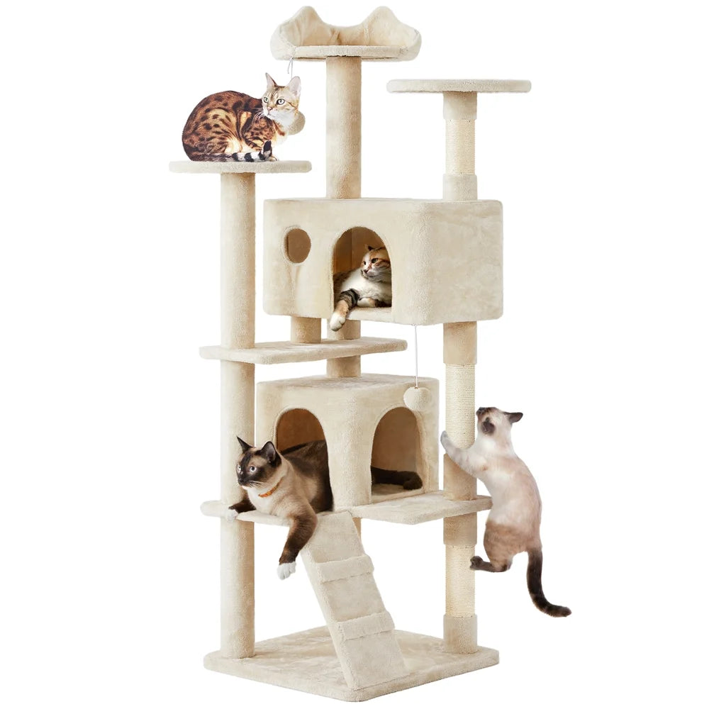 Ultimate 70" Double Condo Cat Tree – Scratching Posts & Comfort