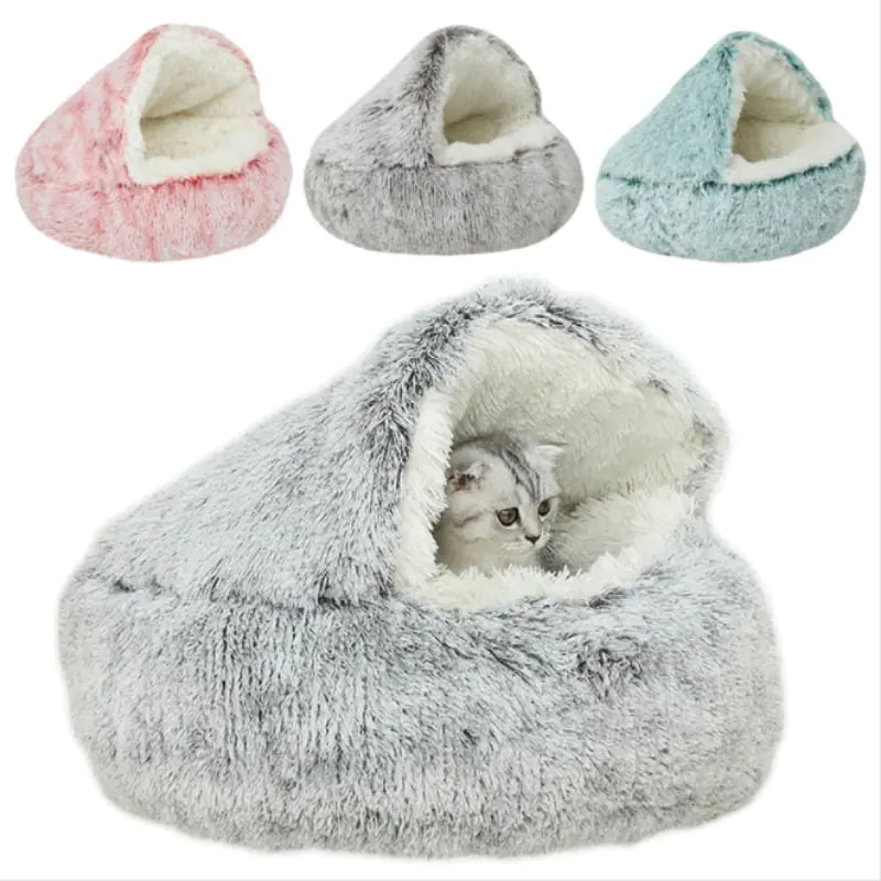 Plush Self-Warming Pet Bed – Cozy Dog & Cat Bed