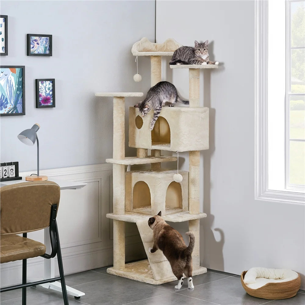 Ultimate 70" Double Condo Cat Tree – Scratching Posts & Comfort