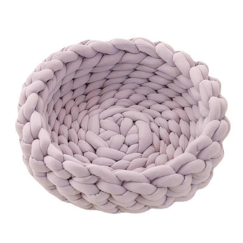 Round Soft Plush Pet Bed for Cats and Dogs