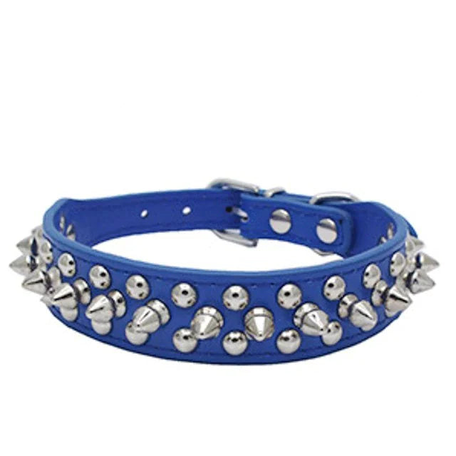 Spiked Studded Leather Dog Collar – Adjustable for Small & Large Pets