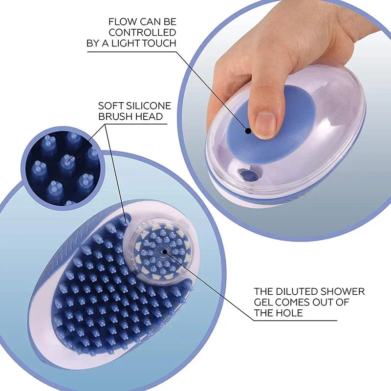 2-in-1 Pet Bath Brush – Silicone Grooming & Massage Comb