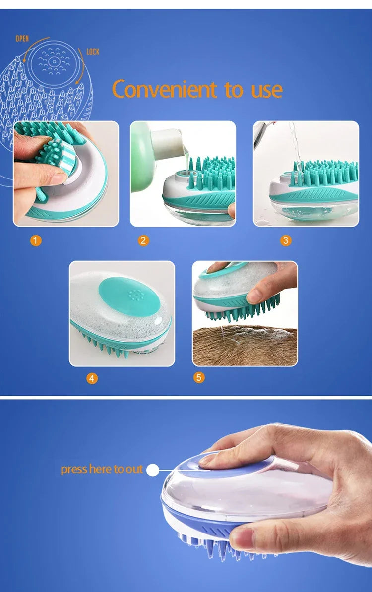 2-in-1 Pet Bath Brush – Silicone Grooming & Massage Comb