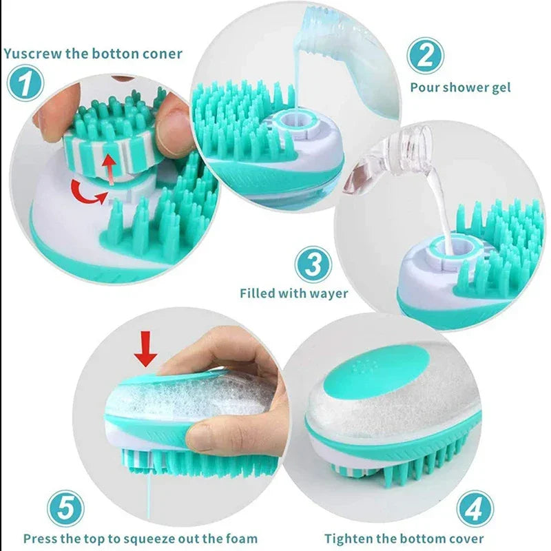 2-in-1 Pet Bath Brush – Silicone Grooming & Massage Comb