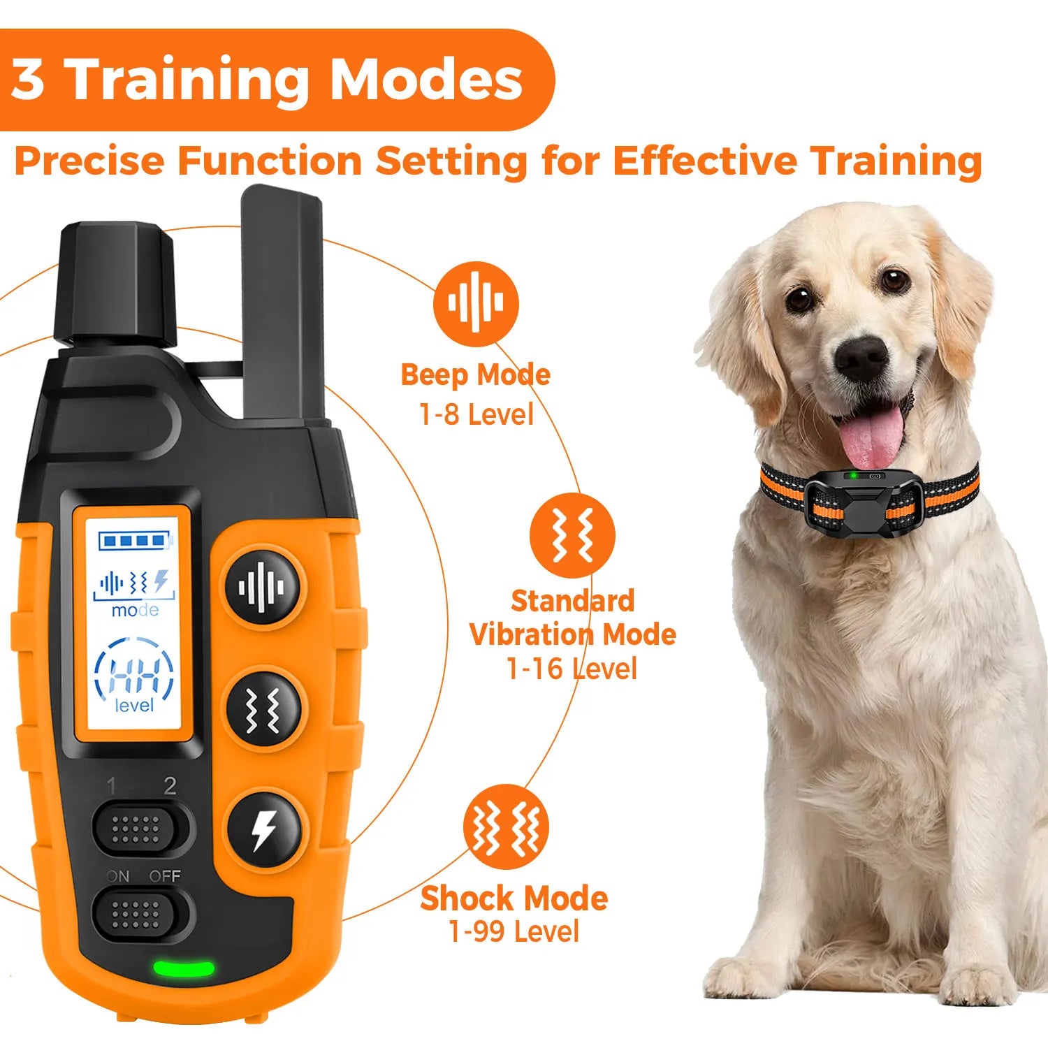 3300FT Electric Dog Training Collar – Waterproof Shock & Vibration Trainer