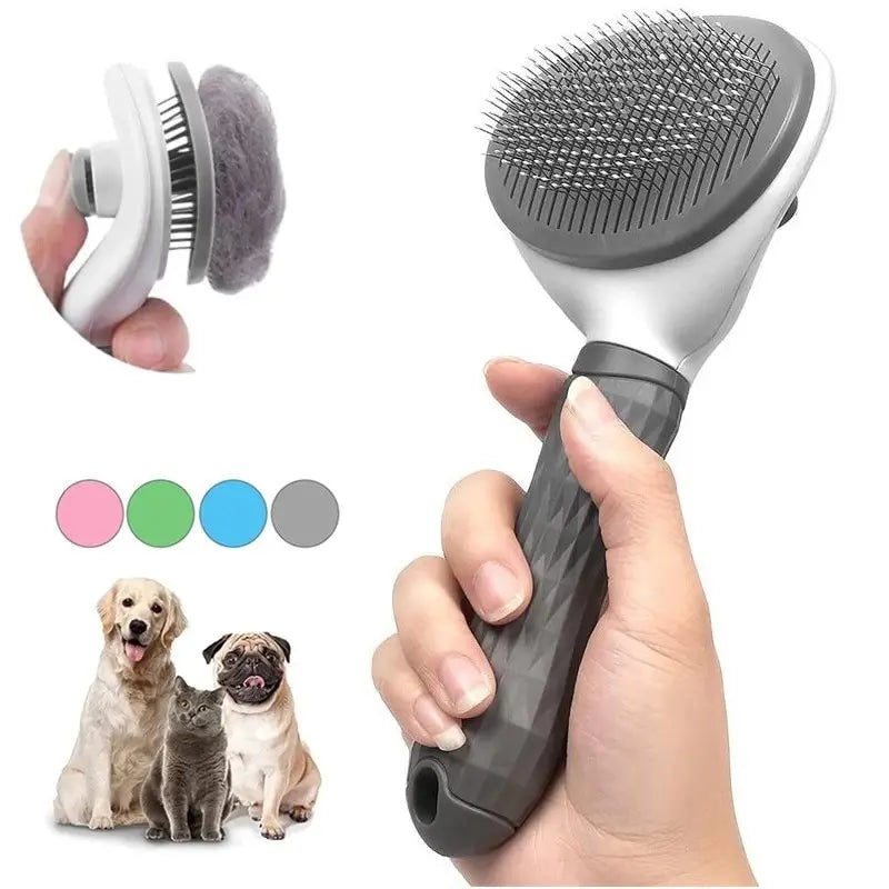 Self-Cleaning Pet Hair Remover – Grooming Comb for Dogs & Cats