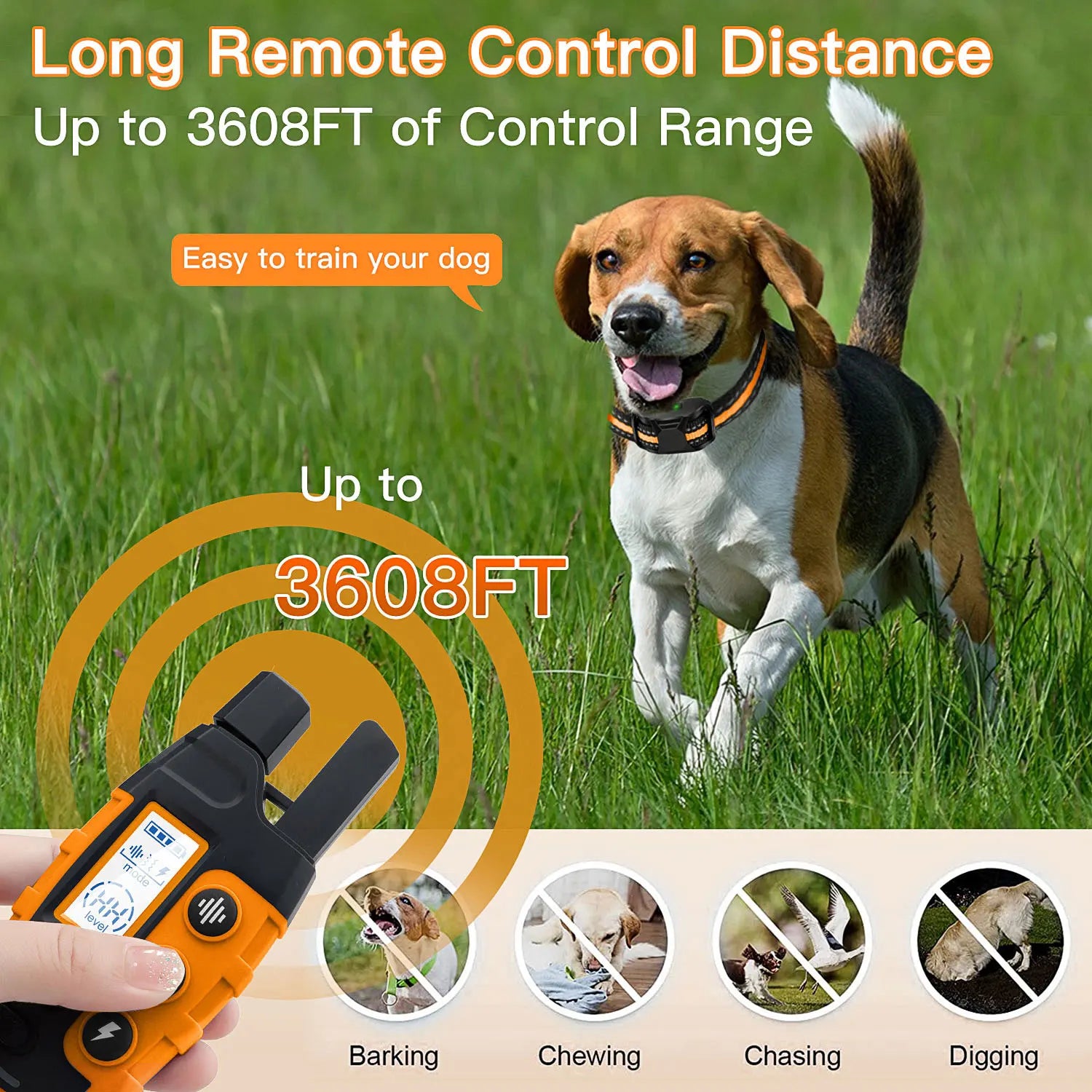 3300FT Electric Dog Training Collar – Waterproof Shock & Vibration Trainer