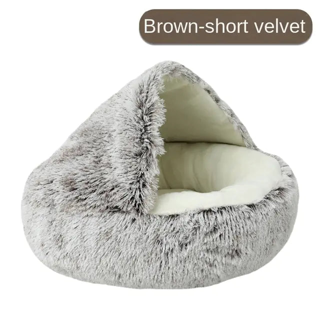 Plush Self-Warming Pet Bed – Cozy Dog & Cat Bed