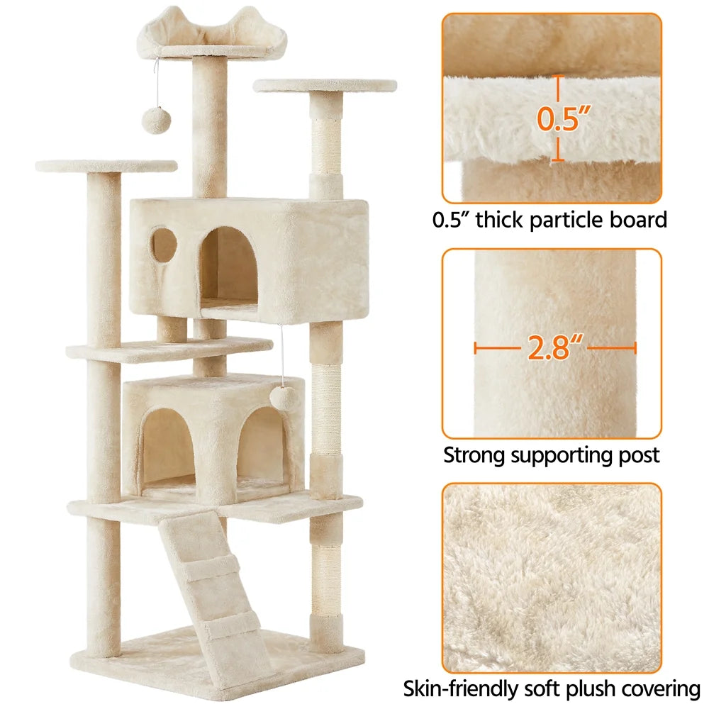 Ultimate 70" Double Condo Cat Tree – Scratching Posts & Comfort