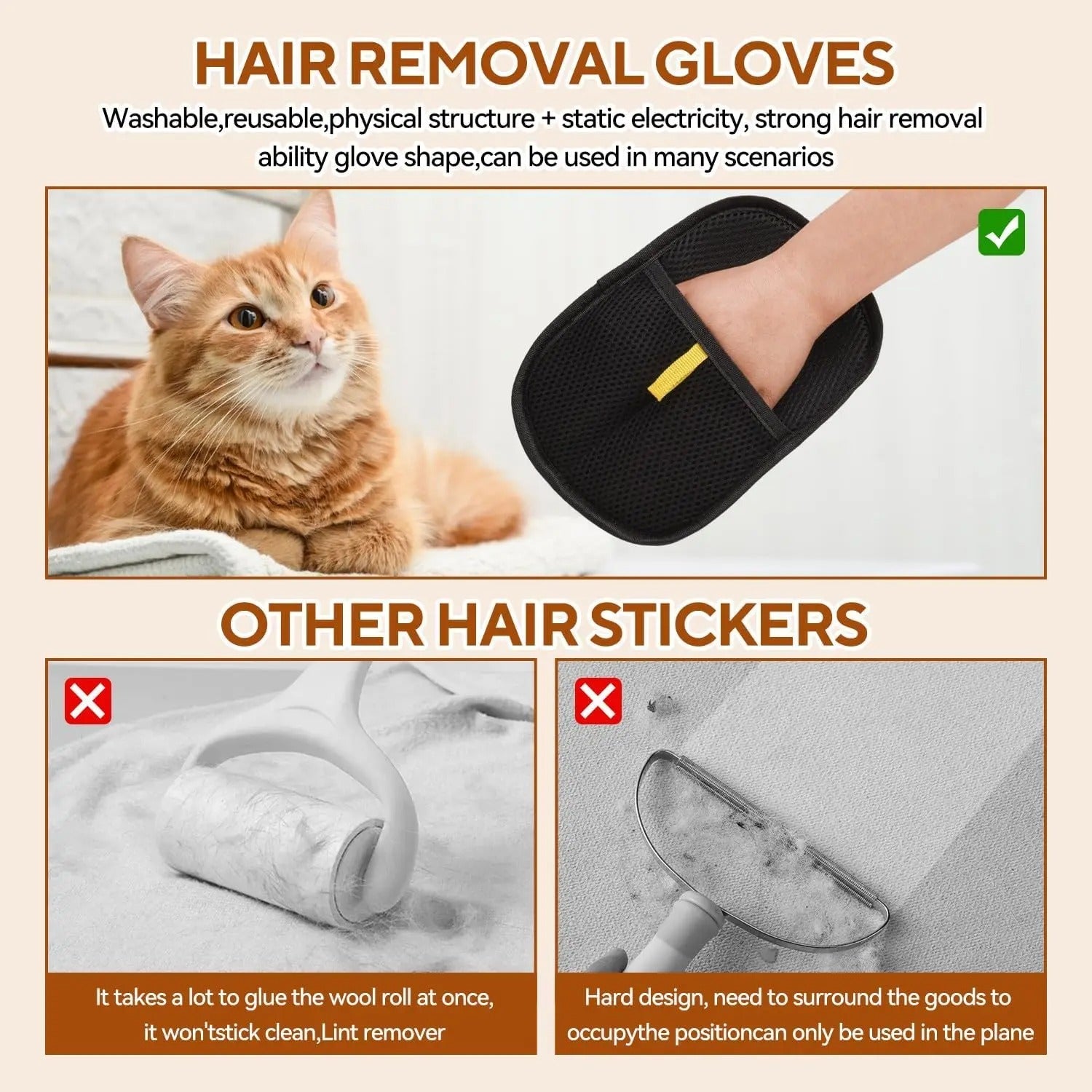 Pet Hair Removal Glove for Easy Grooming