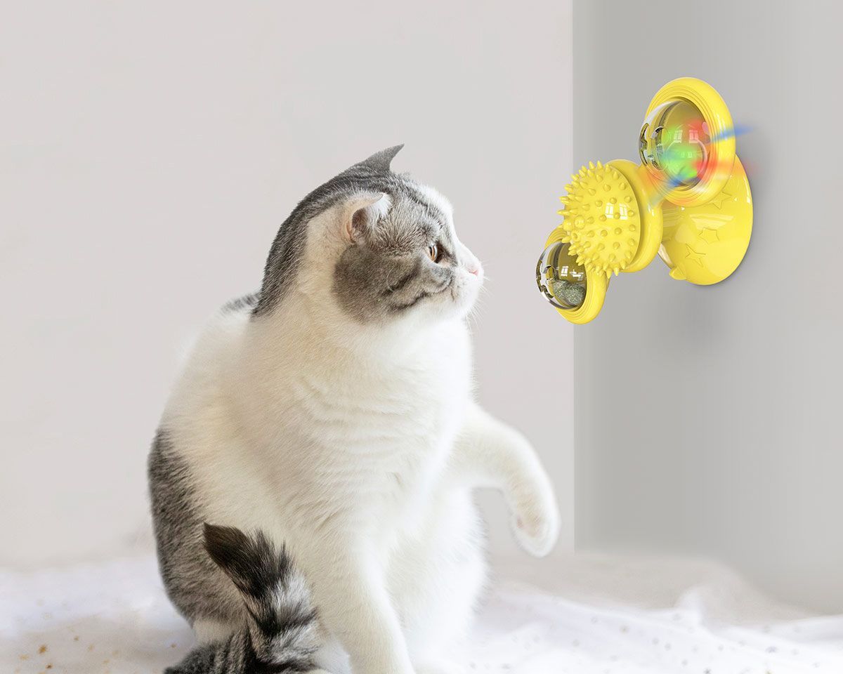 Windmill Rotating Suction Cup – Spinning Cat Toy