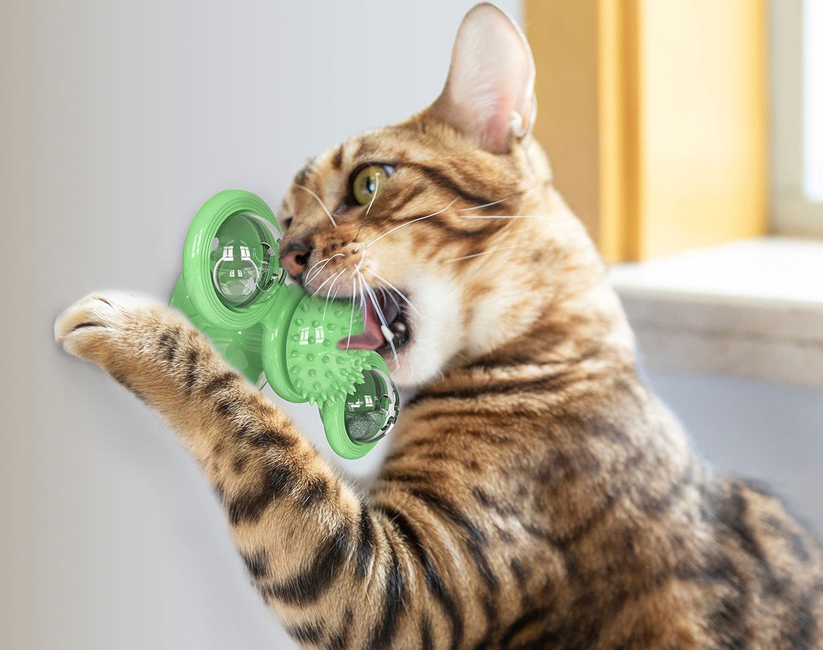 Windmill Rotating Suction Cup – Spinning Cat Toy