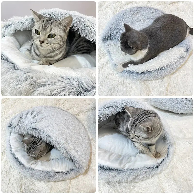 Plush Self-Warming Pet Bed – Cozy Dog & Cat Bed