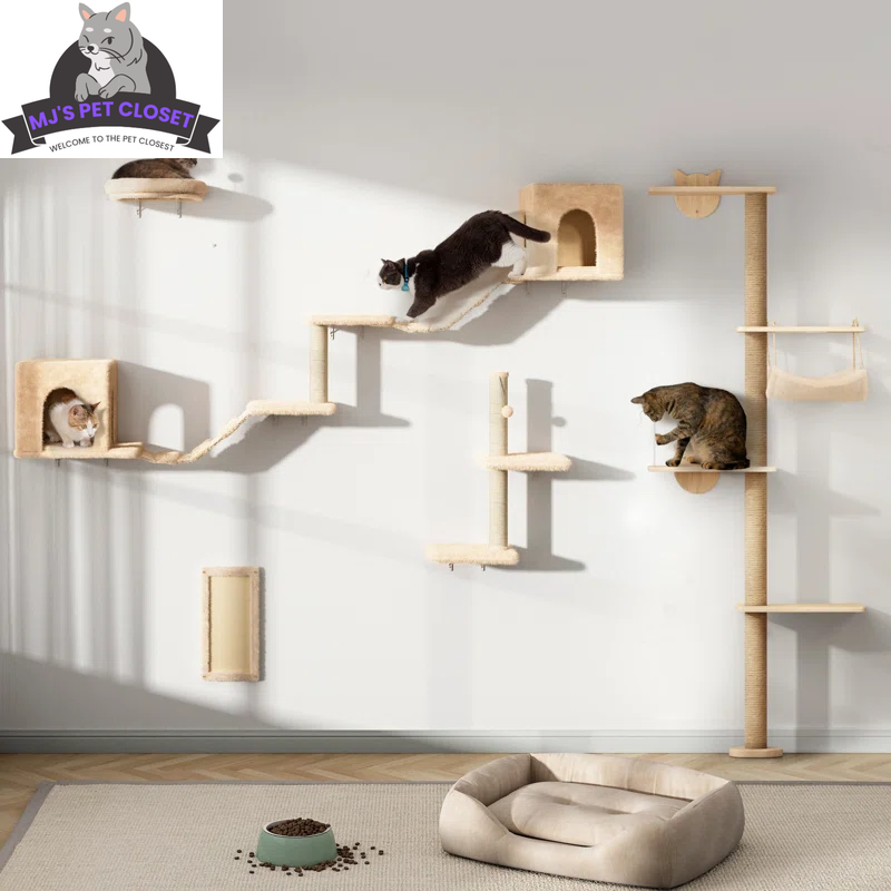7-Piece Wall-Mounted Cat Climbing Tower