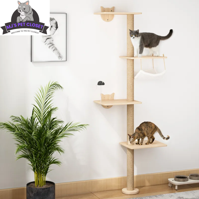 7-Piece Wall-Mounted Cat Climbing Tower